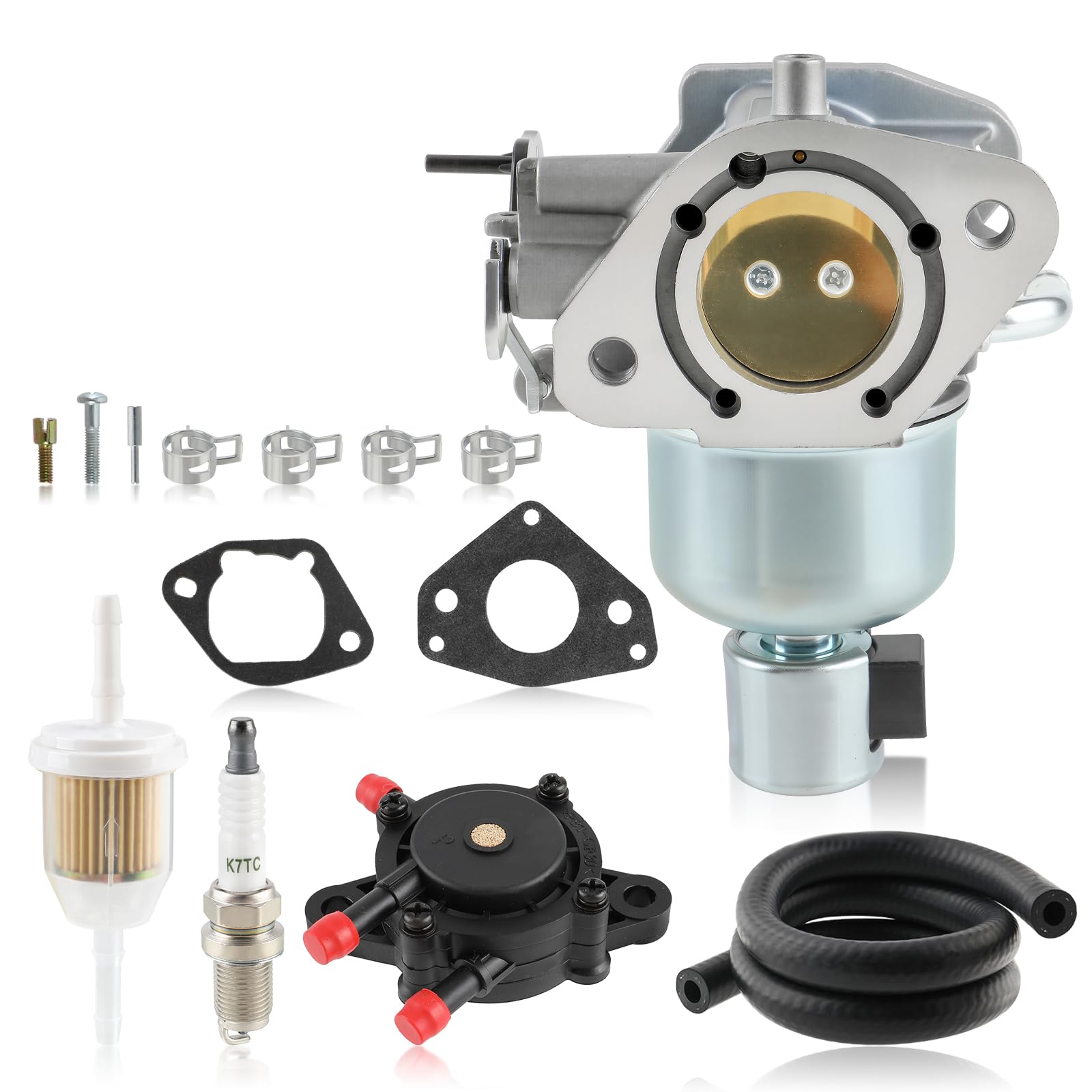 Carbbia New Carburetor Carb w/Fuel Pump Filter Line Hose Clamps Gasket For Kohler Engines 7000 Series 22HP 23HP 24HP 25HP 26HP Fits Some KT725 KT730
