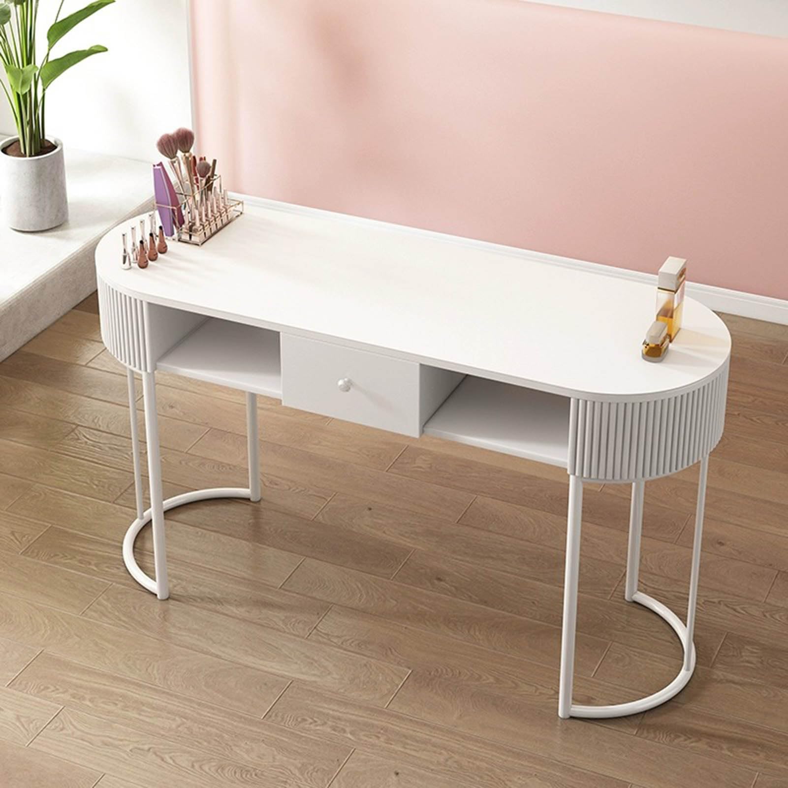Scrivania professionale per nail tech con cassetti, tavolo manicure moderno in legno per salone e spa domestica, armadio portaoggetti a 3 livelli, postazione di lavoro per nail artist, attrezzatura di