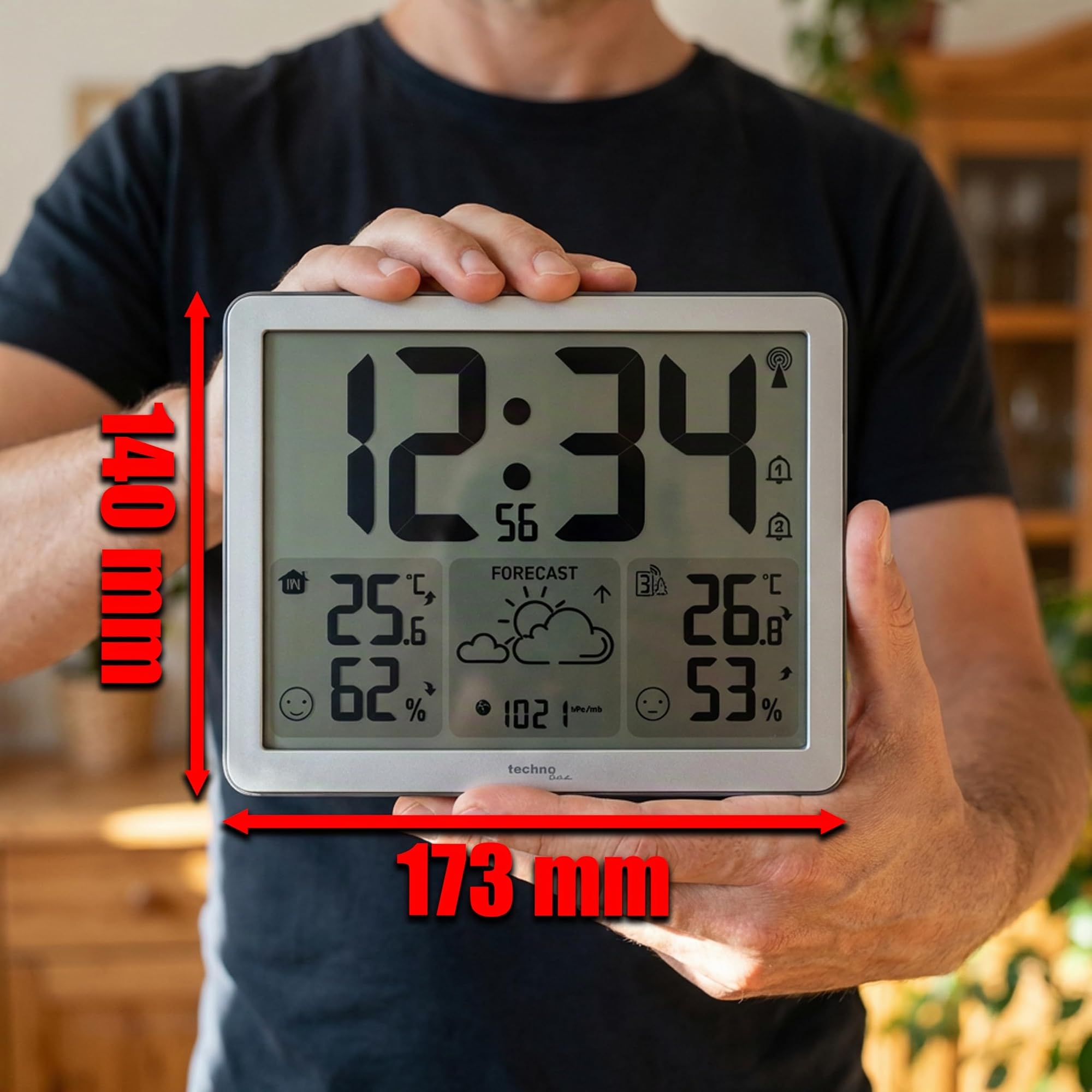 WS6780-2 in 1 orologio radio e stazione meteo radio in uno, temperatura interna ed esterna, umidità, pressione atmosferica, fino a 3 trasmettitori (un trasmettitore incluso)