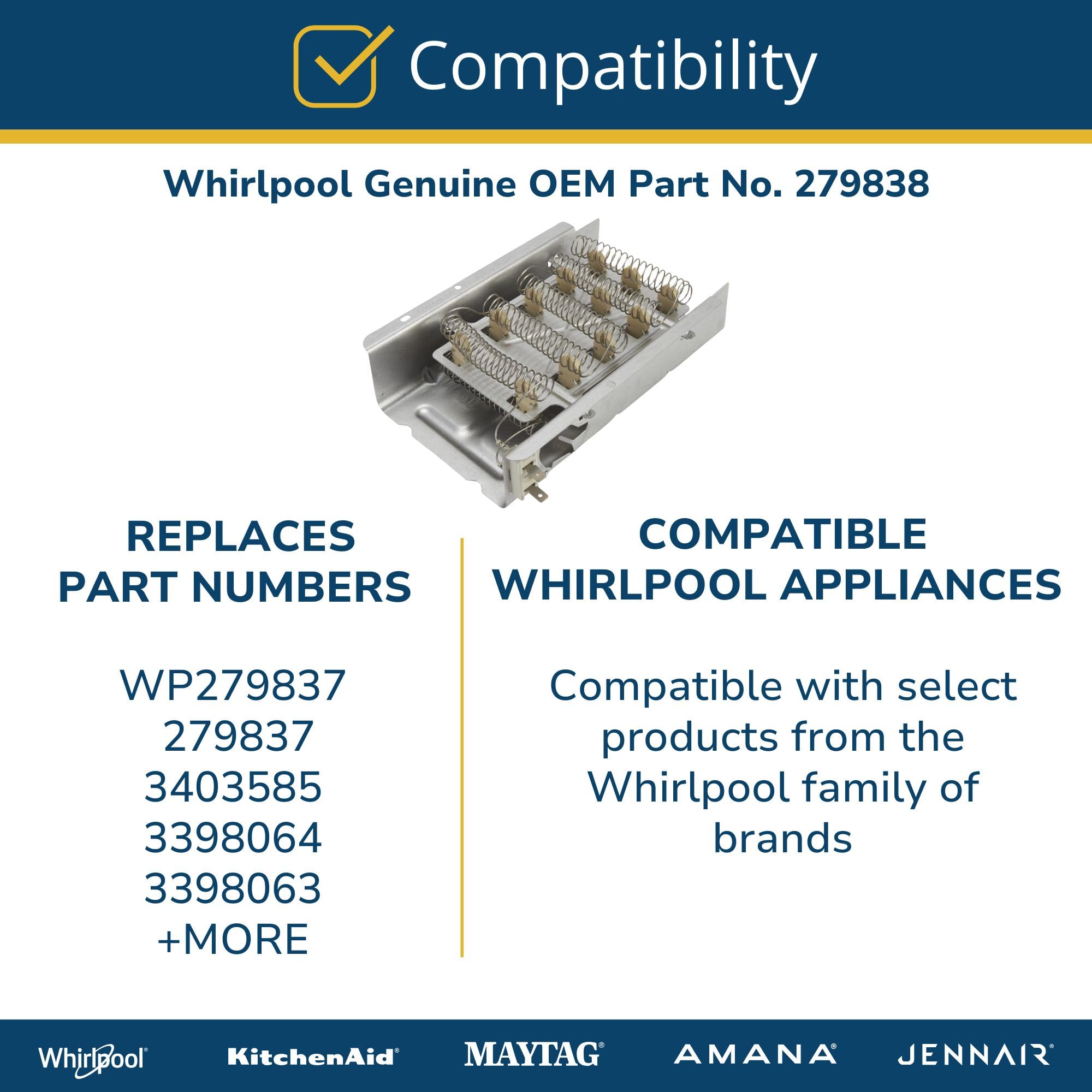 Amazon.com: Whirlpool 279838 Genuine OEM Dryer Heating Element