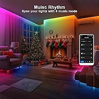 Vista 4 de 32.8ft Bluetooth RGB+IC COB Led Strip Light with App, Chasing COB Light Strip, Segmented Control, Music Sync, Color Changing Led Lights for Home