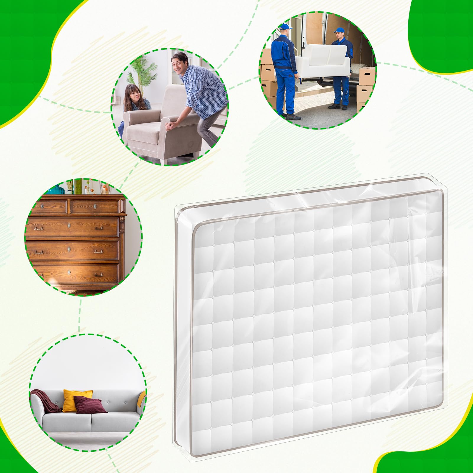 Coprimaterasso per trasloco, 2 coprimaterassi in plastica, impermeabili, king size, 240 x 200 x 35 cm, riutilizzabili, per riporre i materassi