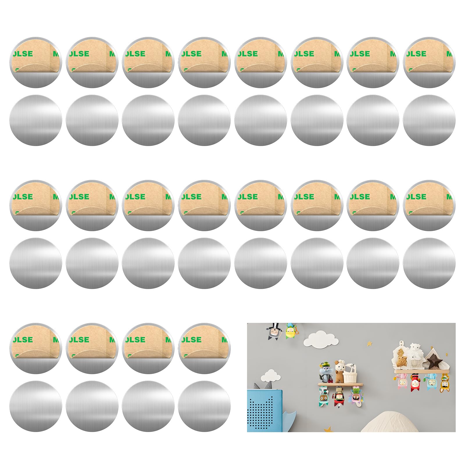 50 Stück Mellbree Metallplättchen Selbstklebend für Tonie, Starke Magnetkraft für sicheren Halt, ideal zur Kinderzimmer-Deko und Tonie Figuren-Aufbewahrung（20mm Durchmesser, 0.4mm Dicke）