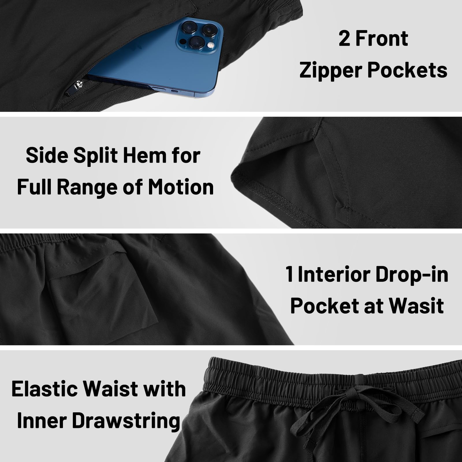 MIER Pantaloncini da Corsa da Uomo da 12,7 cm, ad Asciugatura Rapida, per Sport all'Aria Aperta, Allenamento, Pantaloncini Estivi con Tasche, Leggeri e Traspiranti