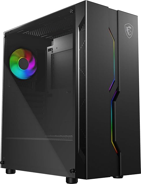 MSI MAG VAMPIRIC 010 Mid Tower Gaming Computer Case - Black; 1x 120mm ARGB Fan; RGB Front Panel; Tempered Glass; MSI Center; ATX; mATX; mini-ITX