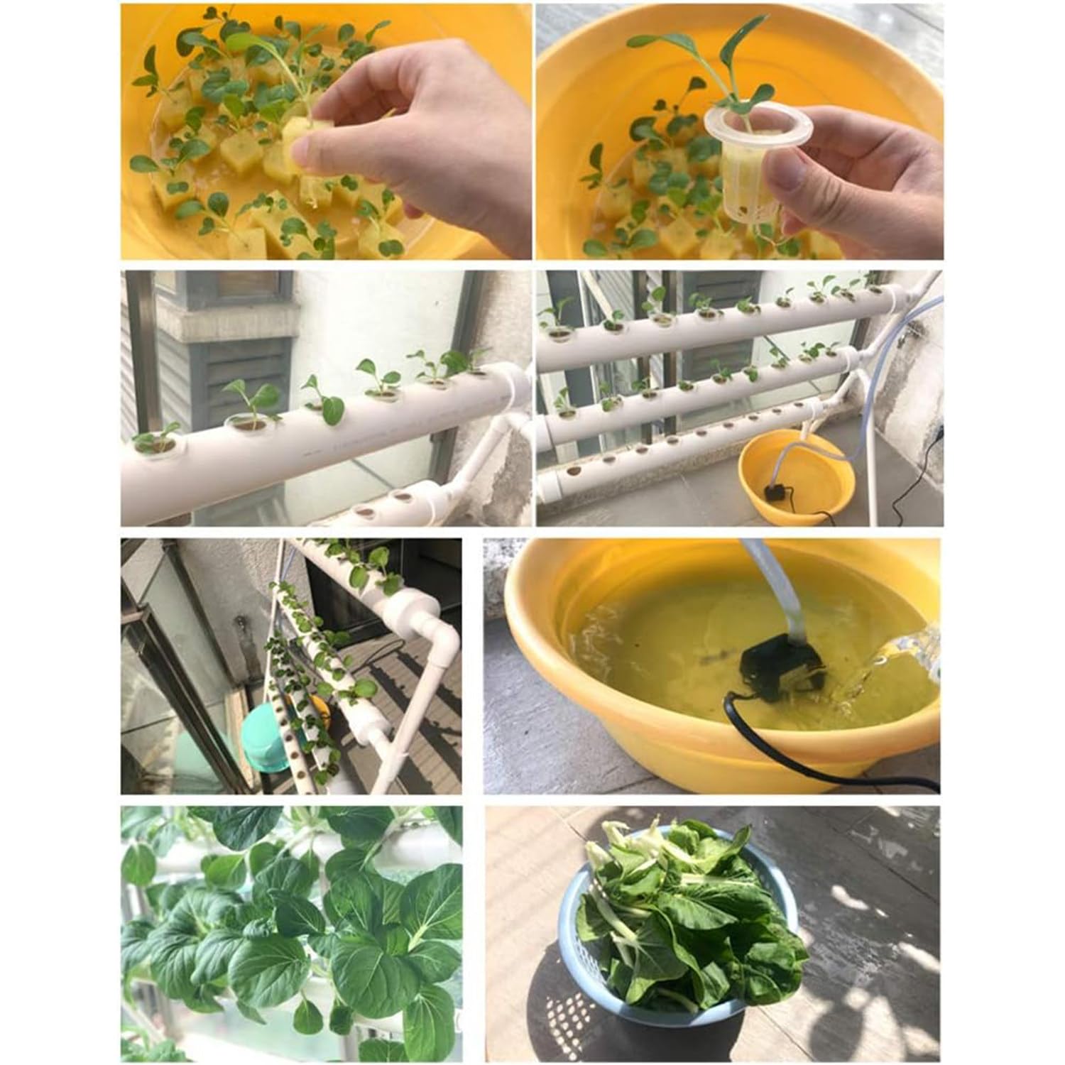 Kit de Cultivo hidropónico, Kit de Cultivo hidropónico de 2 Niveles con 72 Orificios, Sistemas hidropónicos de PVC, Sistemas hidropónicos sin Suelo, 110 V