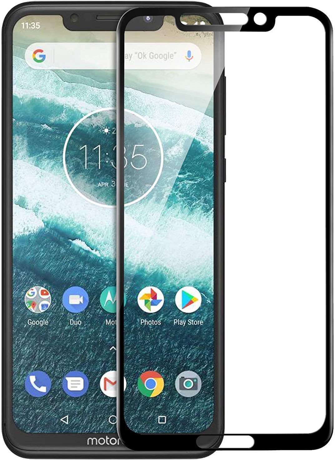 EPAQT™ Presents Premium Case Friendly Edge to Edge Coverage Full Screen Protector HD+ Ultra Clear 6D Tempered Glass for Motorola One Power/Moto 1 Power - (Black)
