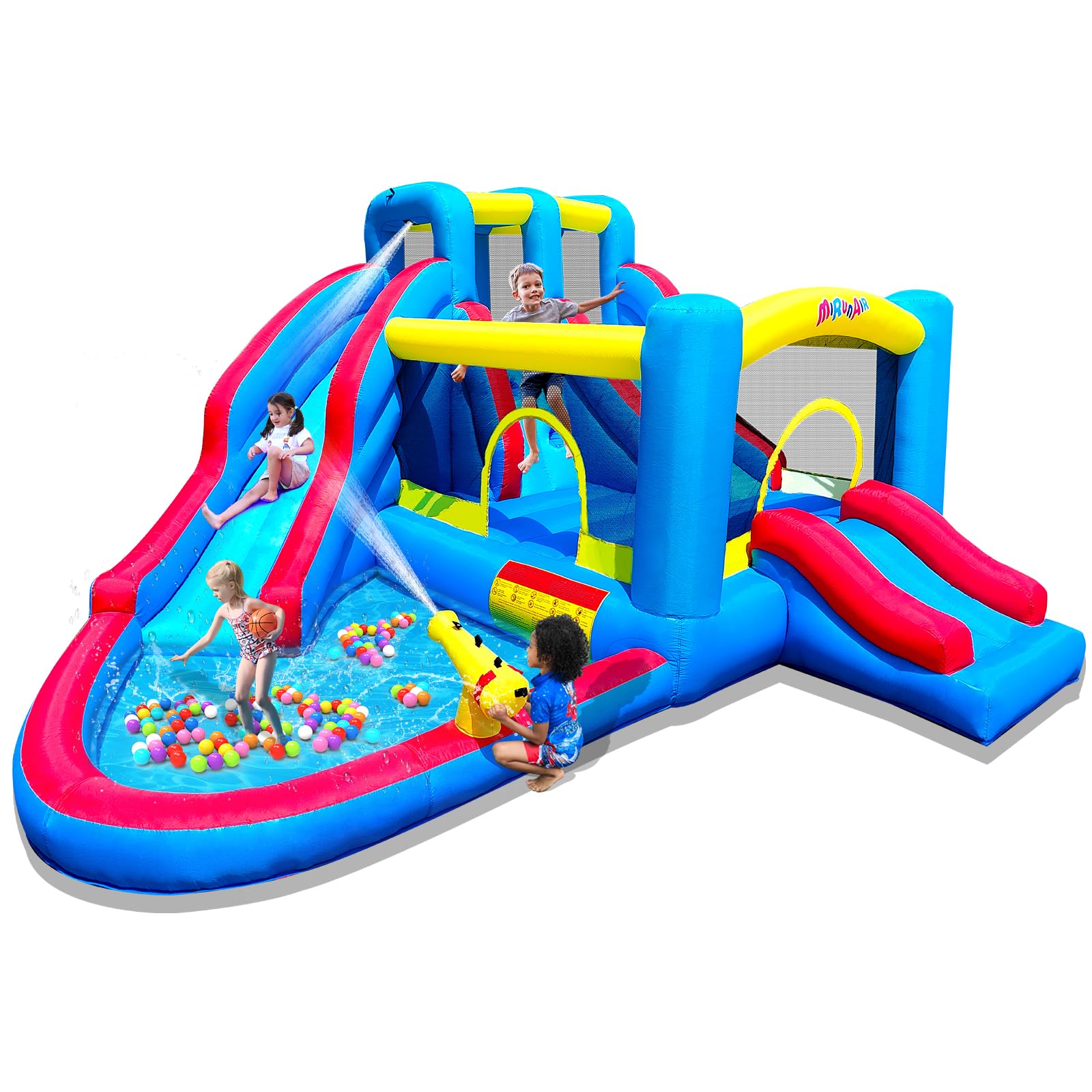 Photo 1 of Inflatable Water Slide, Blow Up Bounce House Include Slide, Outdoor Backyard Water Park with Air Blower, Splash Pool, Water Cannon, Climbing Wall, Bounce Water Prak for Kids