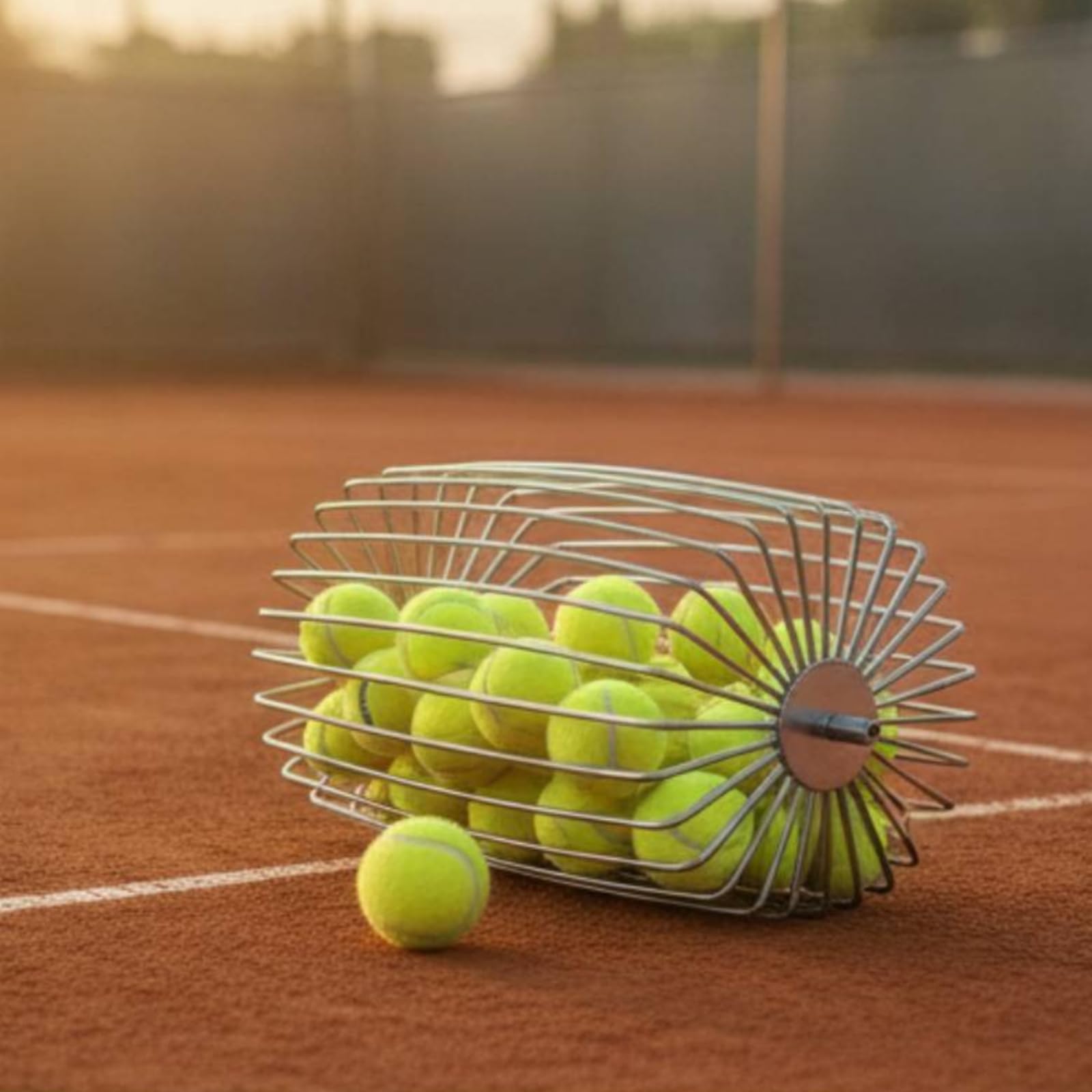 MERIGLARE Ramasseur Balles Tennis avec Manche Télescopique 78 à 115 Cm et Poignée Noire Confortable pour Une Utilisation Efficace Pendant Les Séances d'Entraînement Sportif.