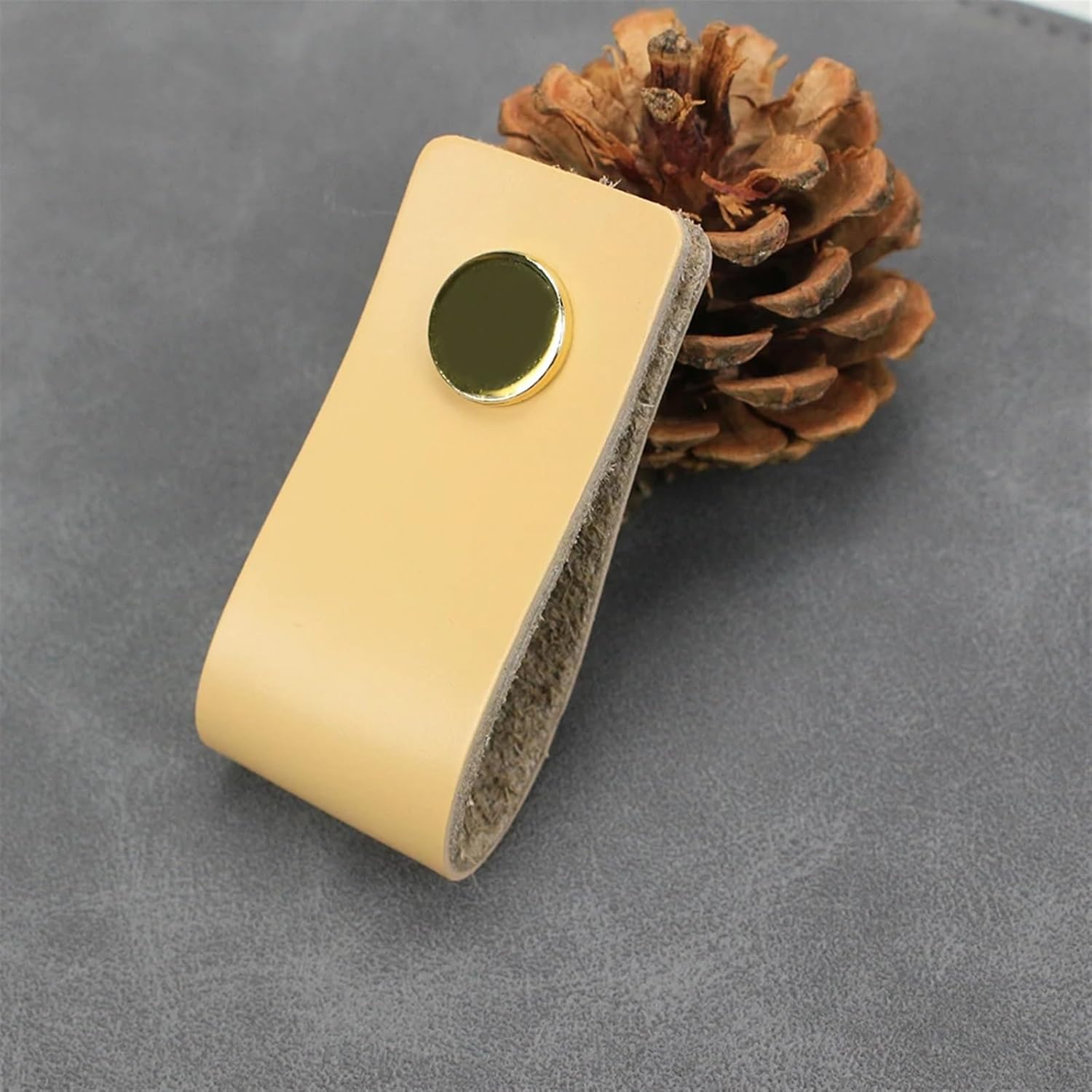 Leather Handles Wardrobe Cupboard Drawer Door Pulls and Kitchen Cabinet Knobs Furniture Hardware Handles 1/6/10Pcs (Color : MBS0043-25-Grey, Size : 6PCS)