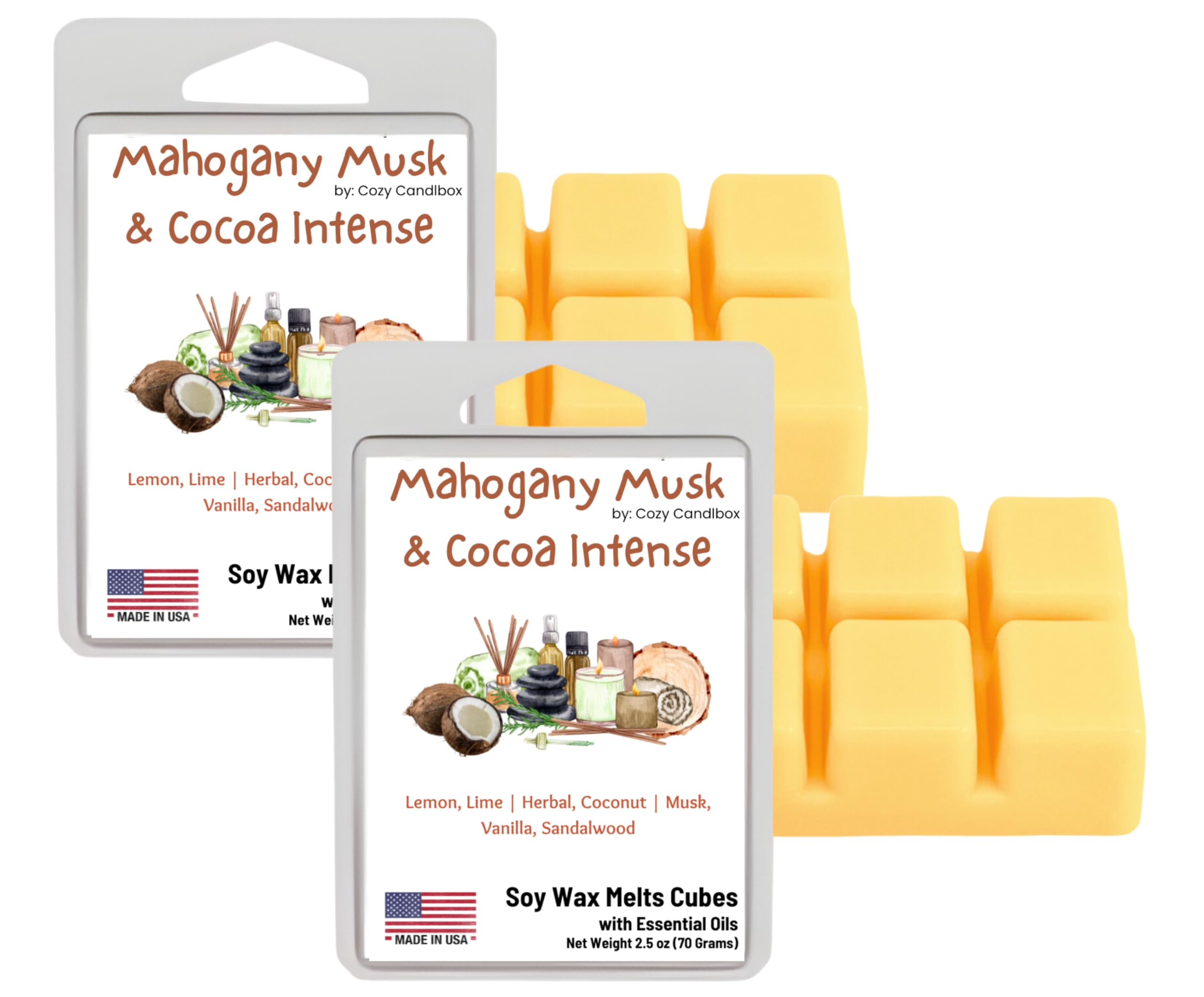 Cozy Candlebox Soy Wax Melts - Cocoa Butter Cashmere Scent, Made In USA, 2 Packs (5 Oz Total) For Wax Warmers