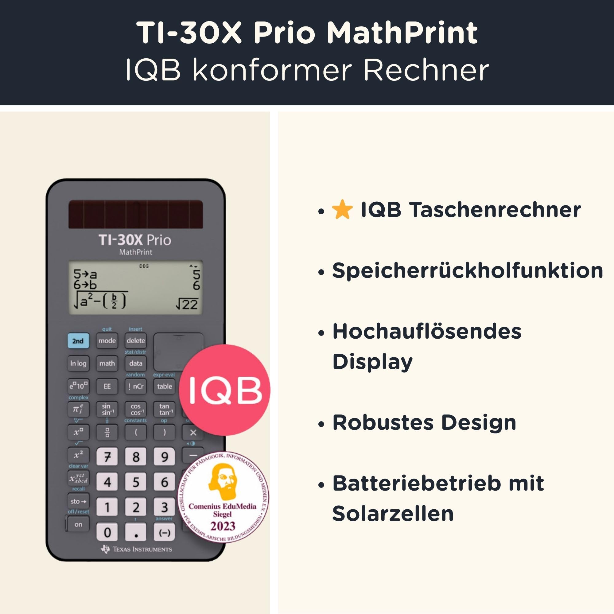TEXAS INSTRUMENTS TI-30X Prio MathPrint Sparpaket mit Schutztasche schwarz