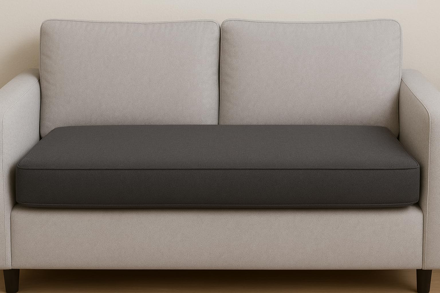 SLUMBER HOME 2-Seater Booster Cushion with Removable Cover for Elderly 100 cm x 50 x 7 cm Deep Firm Orthopaedic Memory Foam Cushion Two Seater Sofa Seat Pad with Water-Resistant Washable Cover (Grey)