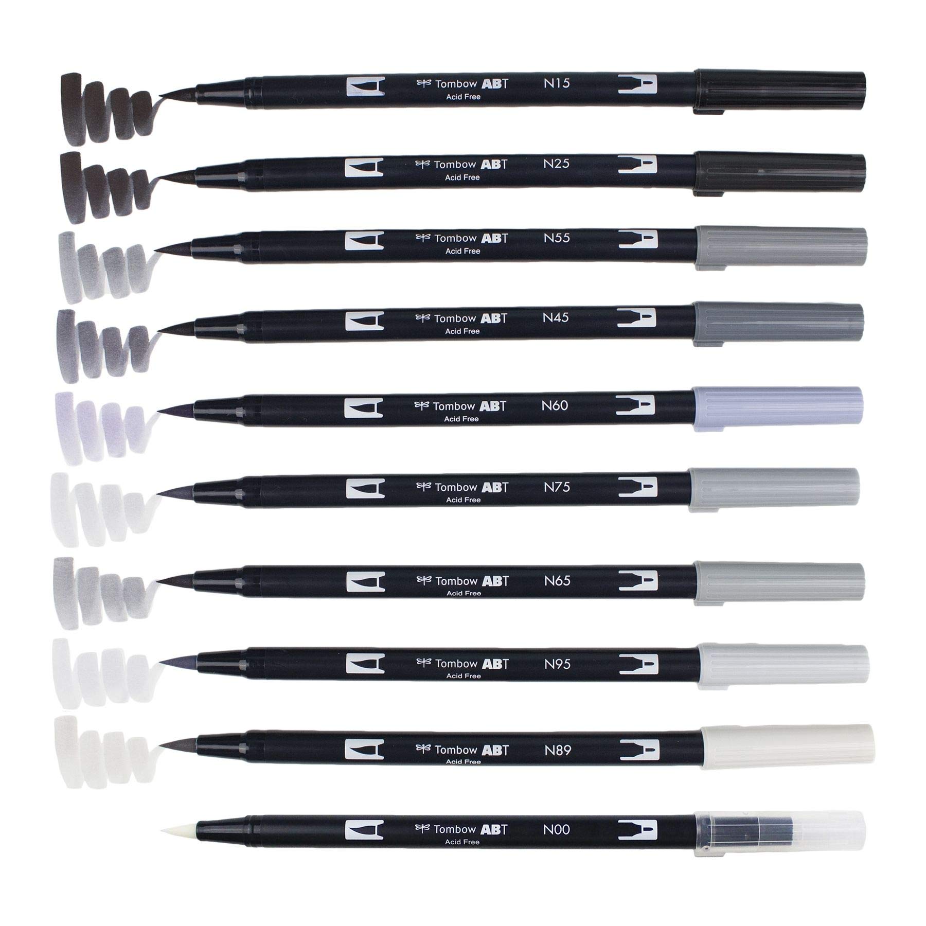 Tombow ABT Dual Brush Pen set of 10, GRAYSCALE - Image 6