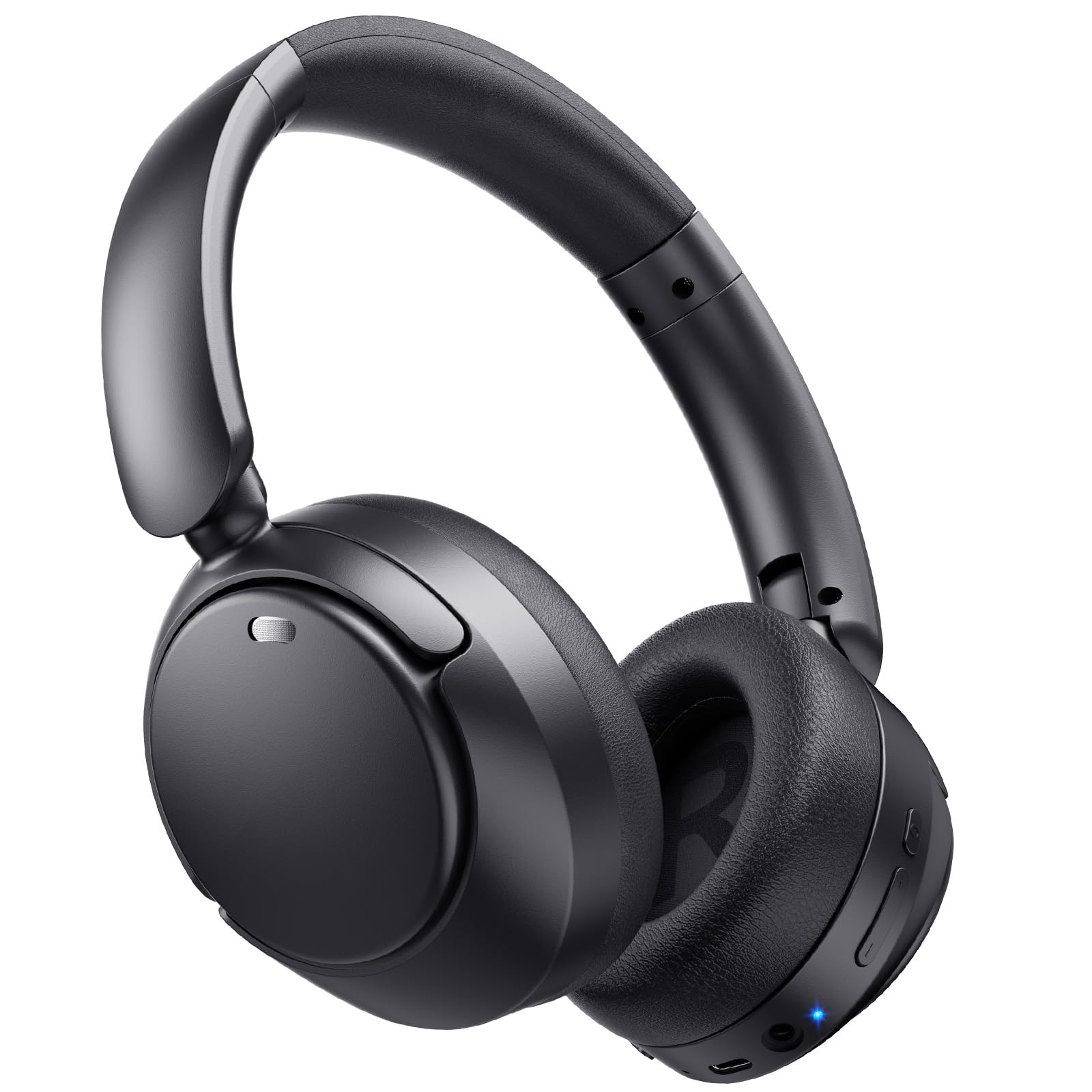 Bluetooth Headphones Over Ear, Active Noise Cancelling Headphones, Wireless, 35H Long Playtime, HiFi Stereo Audio, Deep Bass, 3.5mm Audio Cable for PC, Transparency Mode, Ideal for Trave Home Office