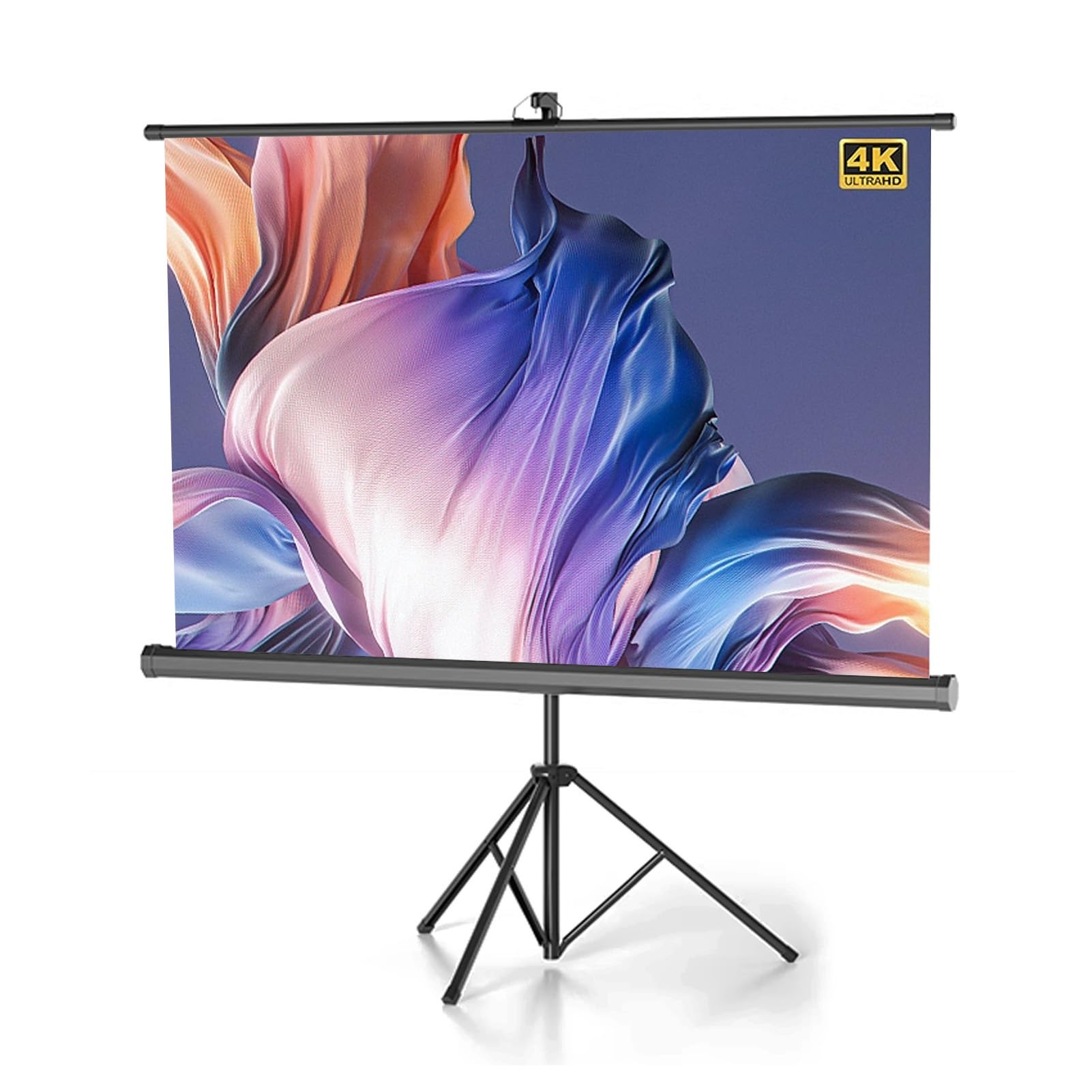 Projector Screen with Tripod, Wrinkle-Free Height Adjustable Pull Up Portable 3D 4K 8K HD Movie Screen with 2.8 Gain for Home Theater Cinema Indoor Outdoor Backyard Party(84 in)