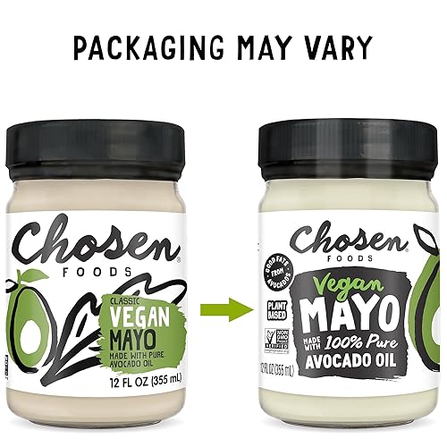 Miniatura 4 de Chosen Foods Aceite de aguacate vegano de mayonesa 100 puro a base de plantas sin gluten Kosher sin OMG para sándwiches aderezos cocinar y salsas 12