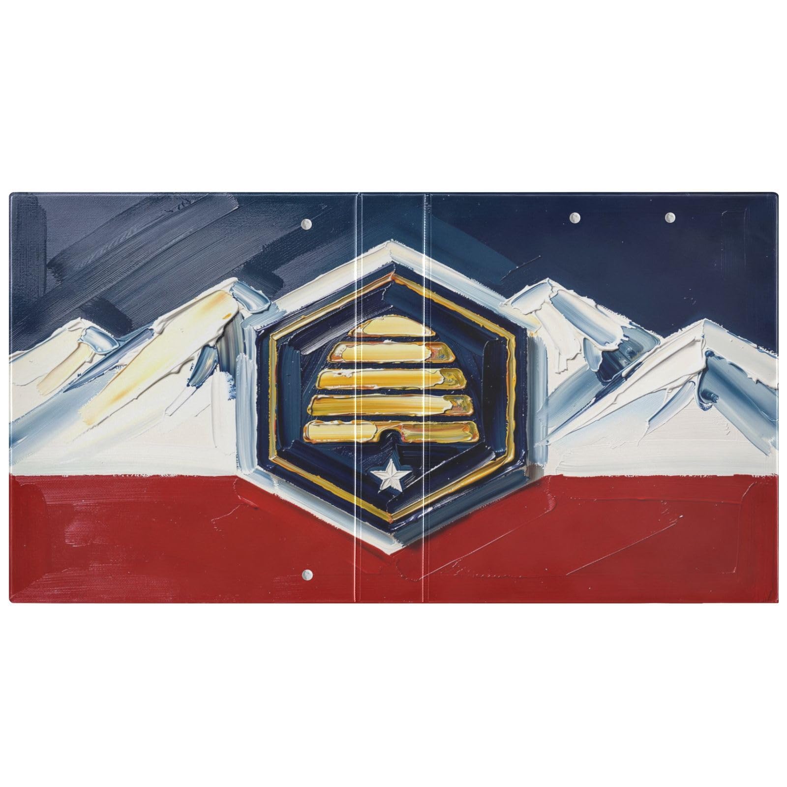 Peystean - Raccoglitore ad anelli rotondo a D da 3,8 cm con portablocco integrato, cartellina stampata su un lato, copertina rigida, confezione da 2 bandiere dello Utah con pittura a olio