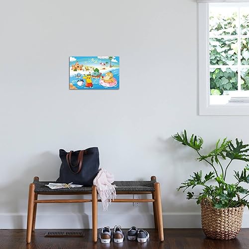 Vista 53 de Trends International Pokémon - Summer Wall Poster, 34L x 22.4W, Gold Framed Version