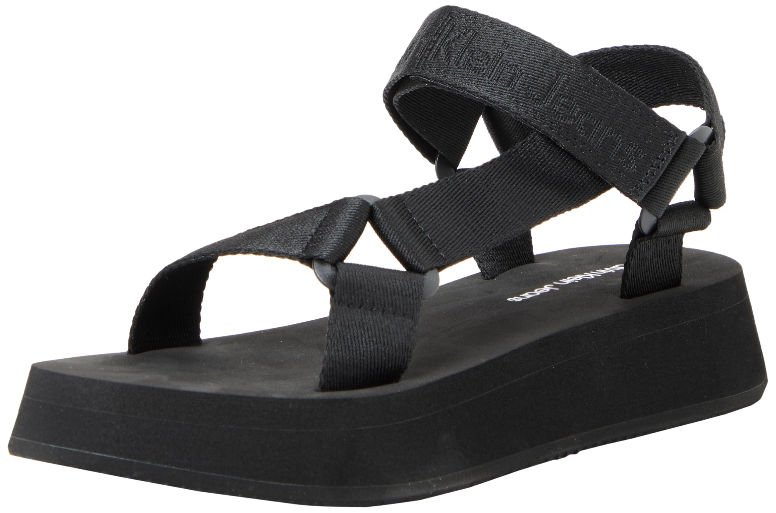 Calvin Klein Women's Summer Webbing Sandals, Black (Triple Black), 6