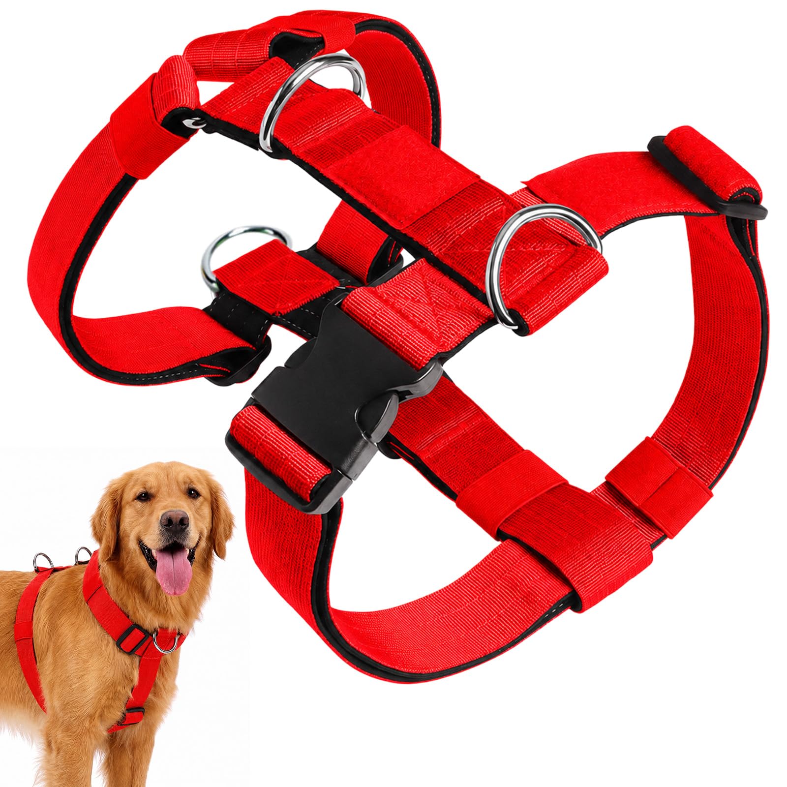 No Pull Dog Harness (Red, M)