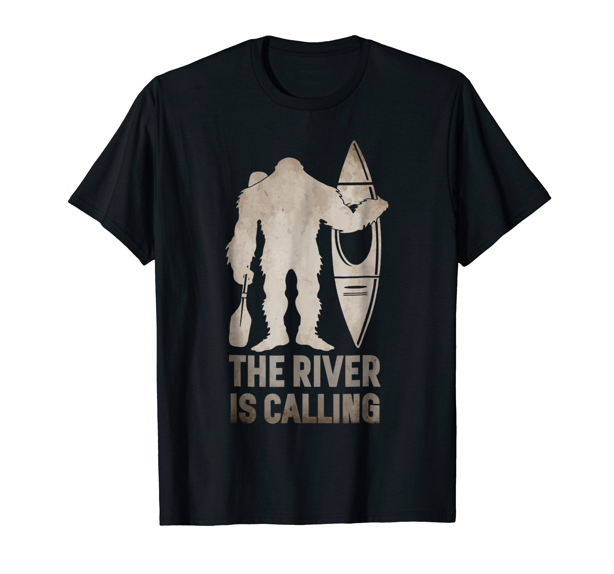 Sasquatch ThreadsBigfoot River Kayak T-Shirt | Sasquatch Camping Canoe Gift