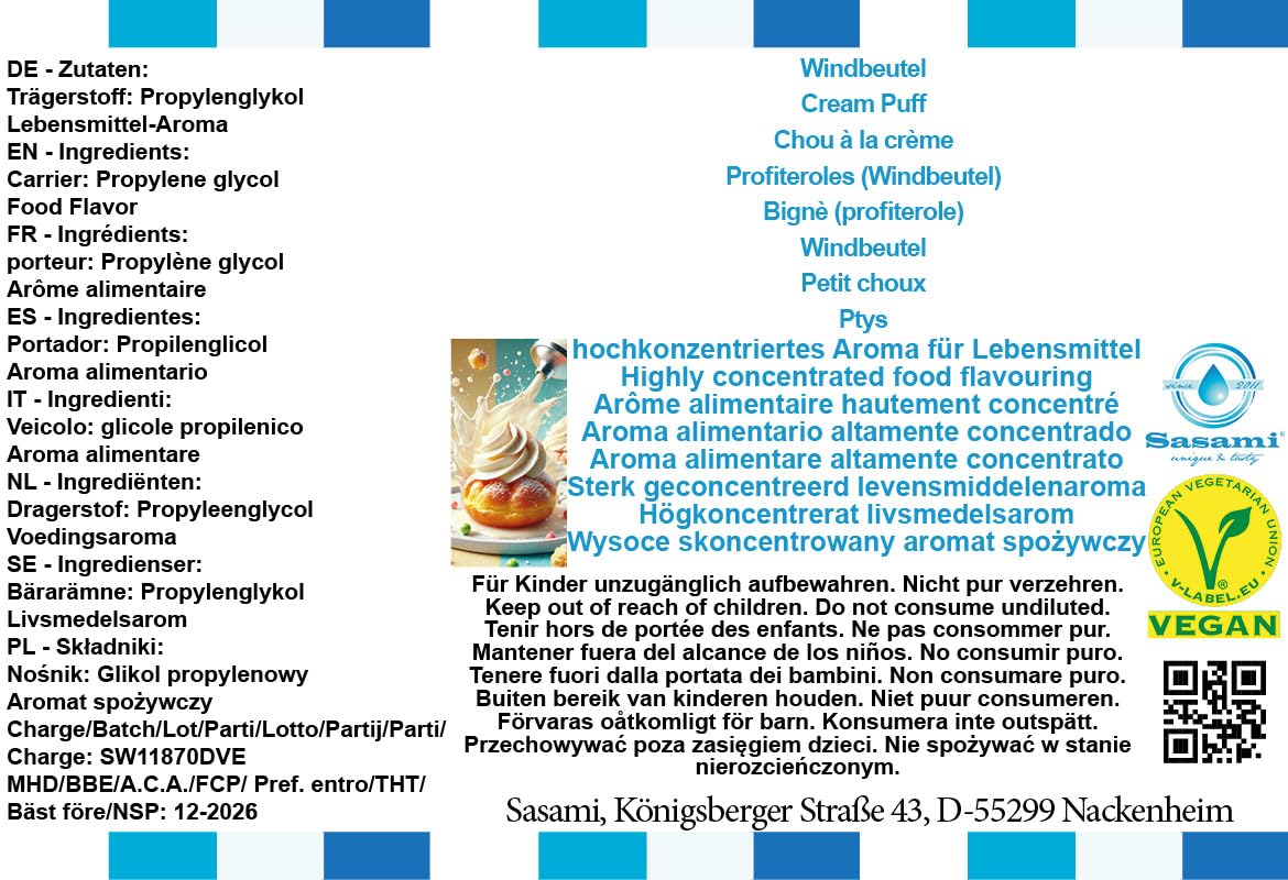 Cream Puff Flavor Concentrate - Vegan - Sasami - 10ml — view 4