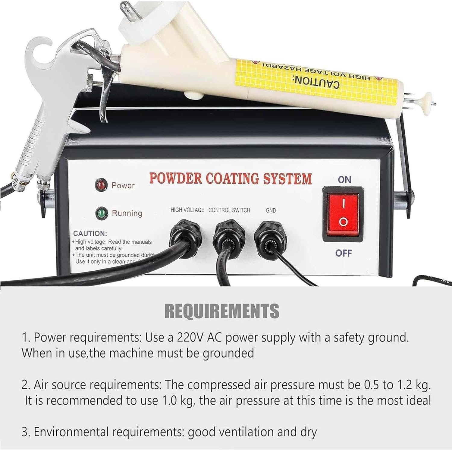 Pistola de Pintura portátil para Recubrimiento en Polvo, Kits de Recubrimiento en Polvo electrostático, Ajustable en 5 etapas, para pulverizar Barcos, Puentes y Productos de ferretería