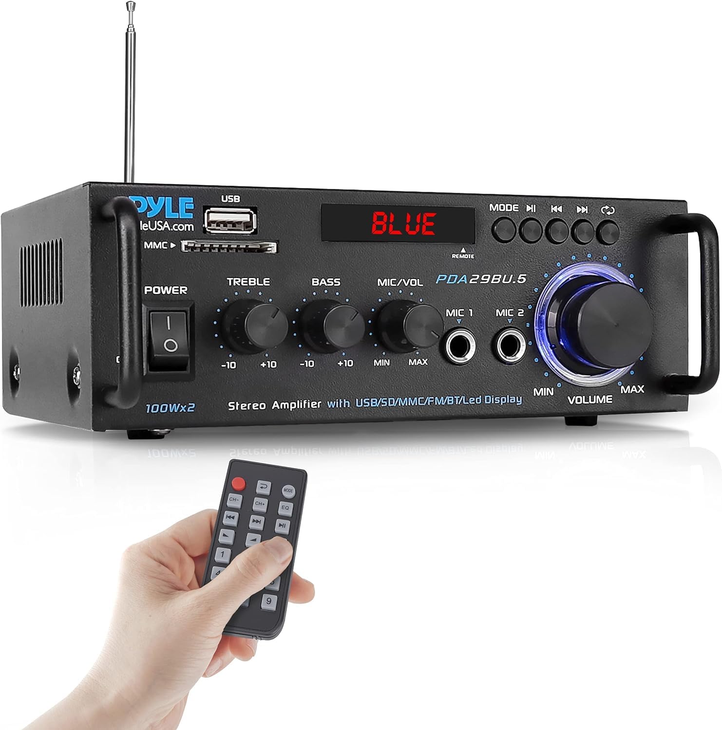 Pyle Bluetooth Stereo Audio Amplifier HiFi, Power 200W Dual