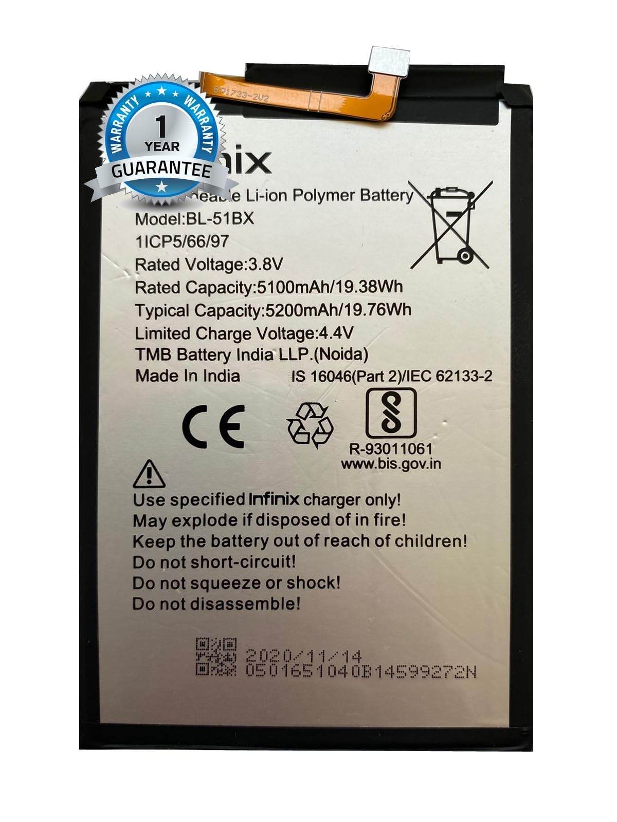 ININSIGHT SOLUTIONS Original BL-51BX Battery for Infinix Note 8 X692 / Note 8i X683 / Hot 10 X682 / X682B / X682C (5200 mAh) - 1 Year Warranty (B0DGG83NLZ) Amazon Price History, Amazon Price Tracker