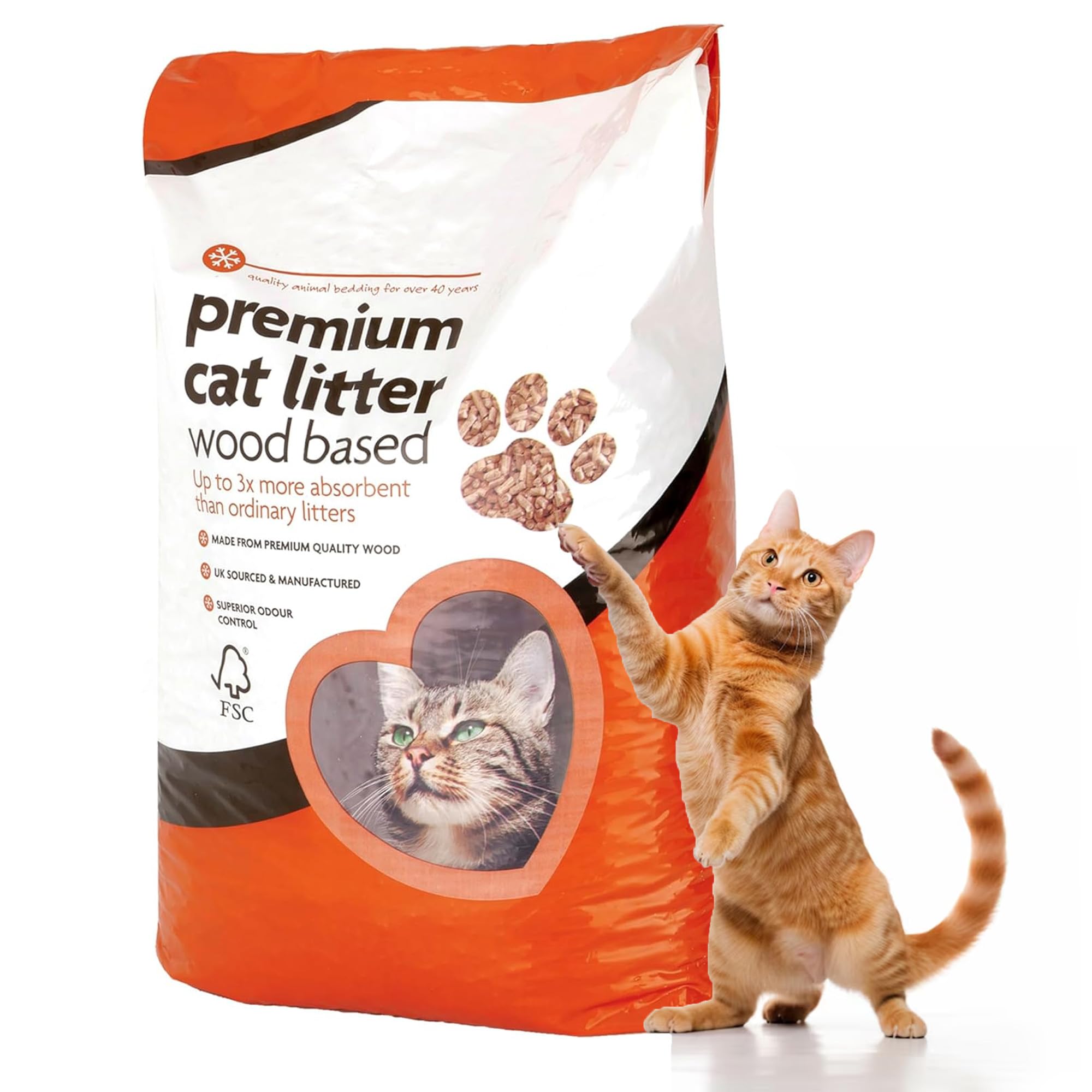 Easy To Use Ultra Absorbent Premium Cat Litter Wooden Pellets Odour Controlled Soft Bedding (30 Litre Bag)