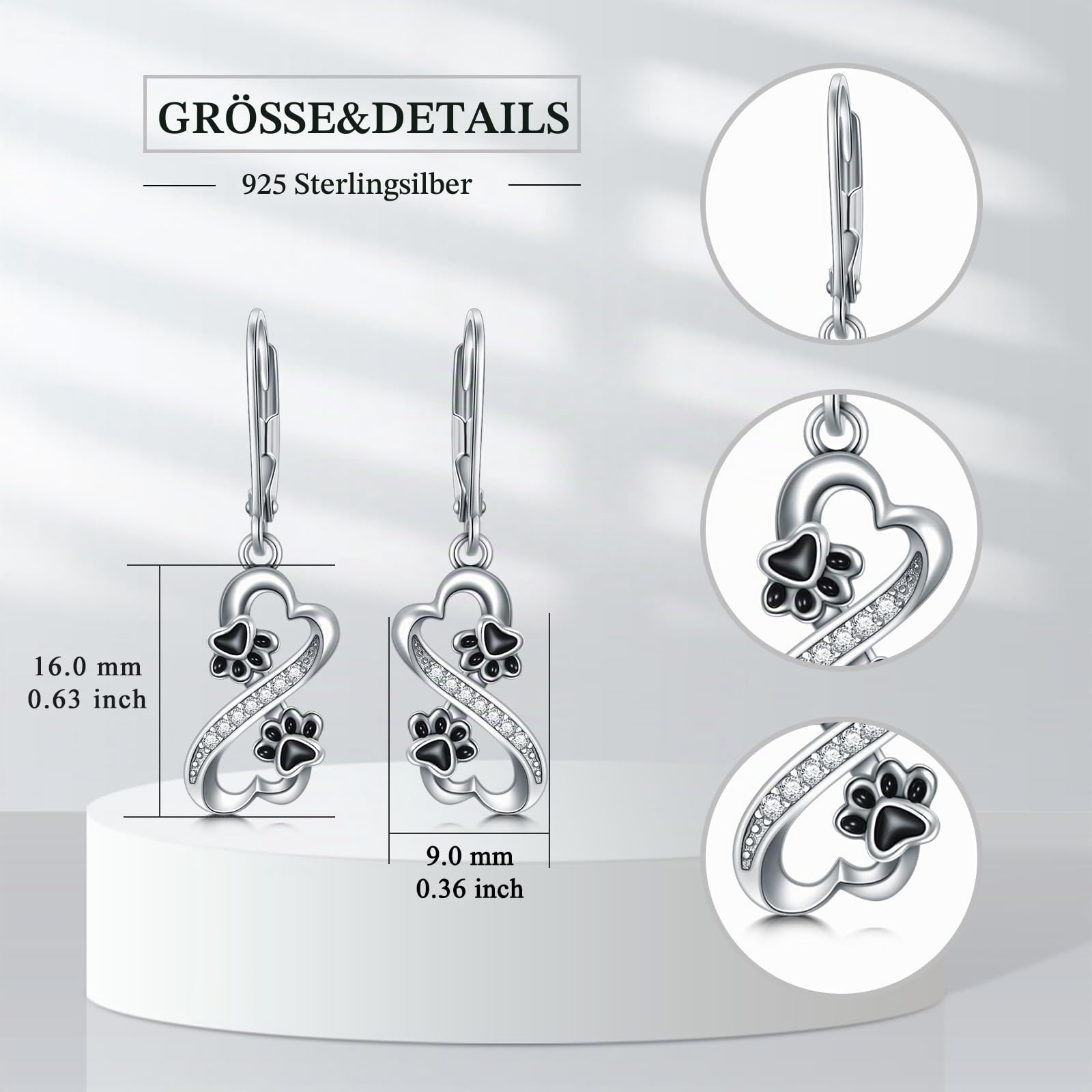 Kuh Koala Hundepfote Ohrringe für Damen 925 Sterling Silber Tier Ohrhänger Tier Schmuck Geschenke für Frauen Mädchen Tierliebhaber