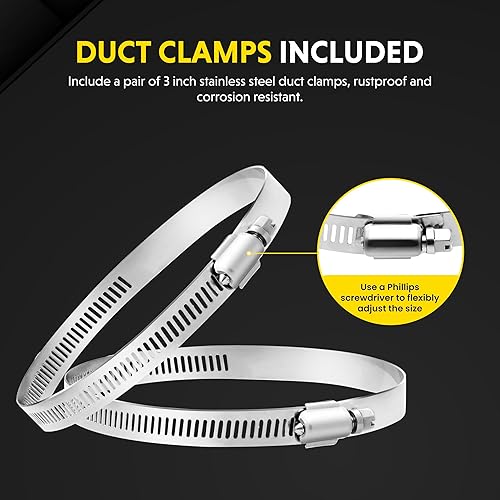 Vista 71 de iPower Manguera de ventilación flexible de 3 pulgadas y 8 pies de conducto de aluminio de 4 capas de protección para secadora para calefacción