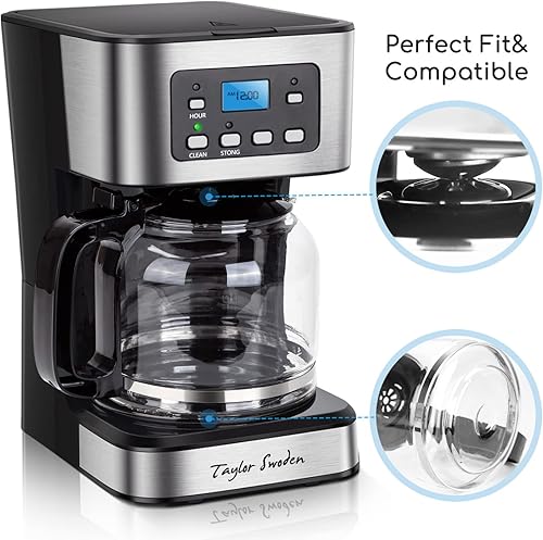 Miniatura 2 de Jarra de vidrio de repuesto de 12 tazas para cafetera Taylor Swoden modelos 300105REU