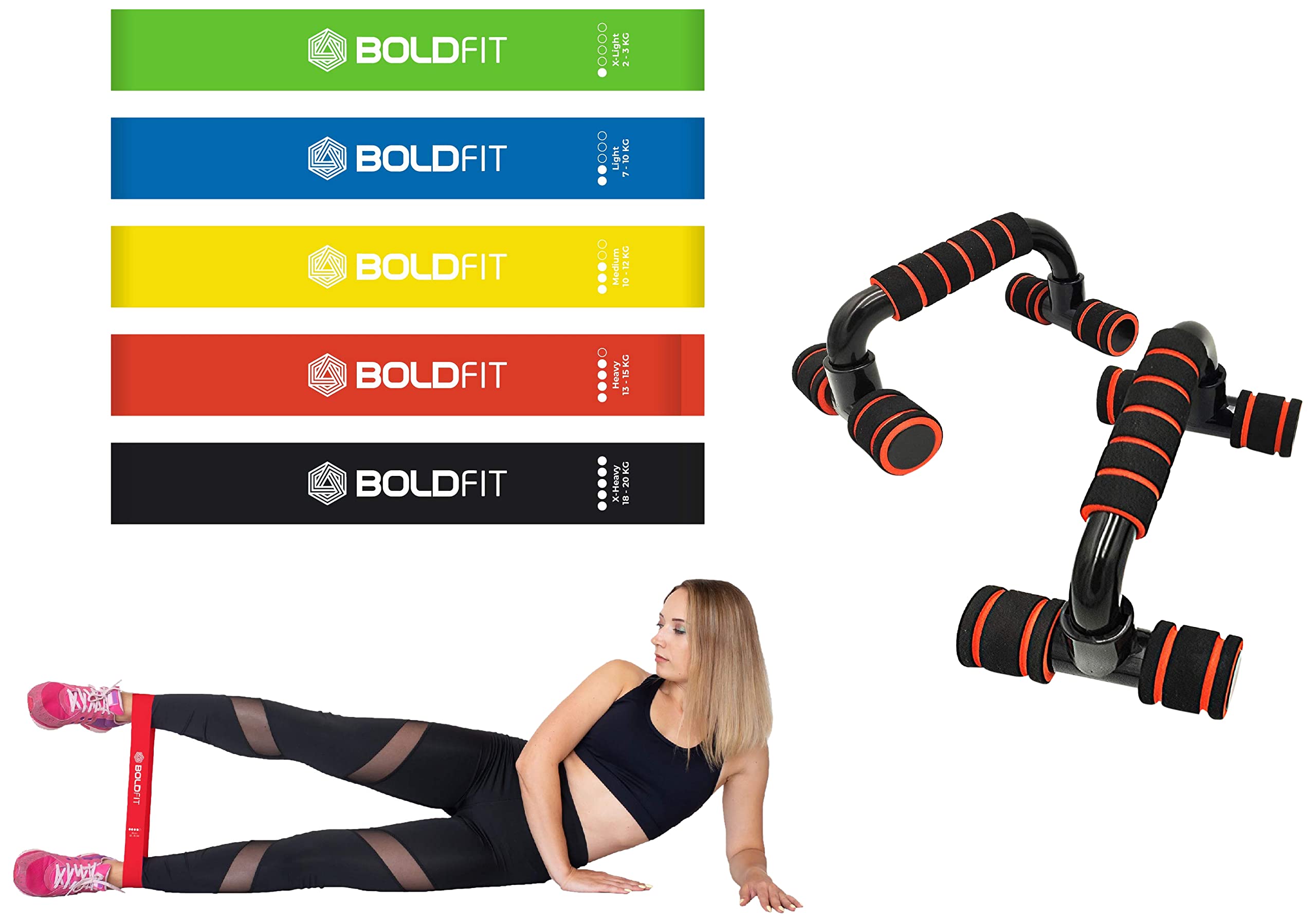 Boldfit Mini Loop Bands Resistance Bands Mini Loop (Set of 5) Perfect for Toning & Home Workout (Carry Bag Included) (Multicolor) & Push Up Bar Stand for Gym & Home Exercise (Multicolor) (B09SG4J8QD) Amazon Price History, Amazon Price Tracker
