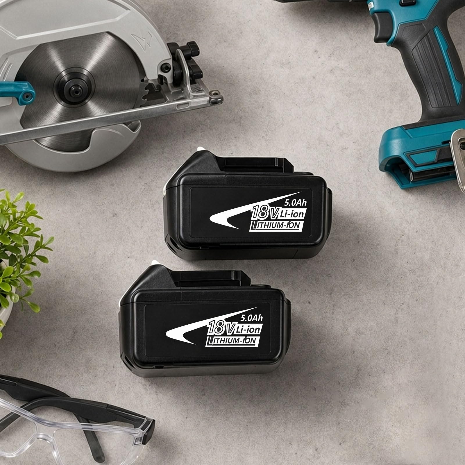 Batteria di Ricambio per Makita 18V 5.0Ah, Batteria agli Ioni di Litio Compatibile con BL1830 BL1840 BL1850 BL1860 BL1830B BL1840B BL1850B BL1860B, Indicatore LED, per Trapani e Utensili LXT