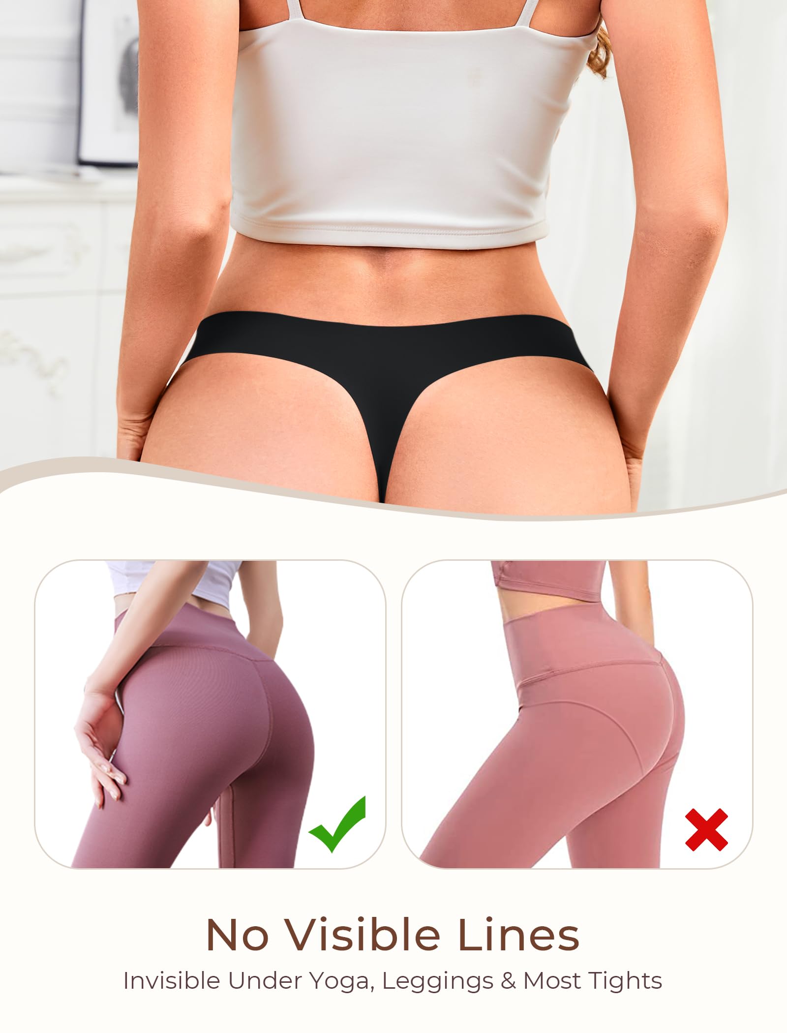 VOENXE Tangas Mujer Pack,Sin Costuras Bragas Mujer,Invisible Braguitas LenceríA BrasileñAs,Microfibra Ropa Interior,Women Underwear Seamless,Deportivos Thong CóModos Sexy Laser Panties,Paquete De 5