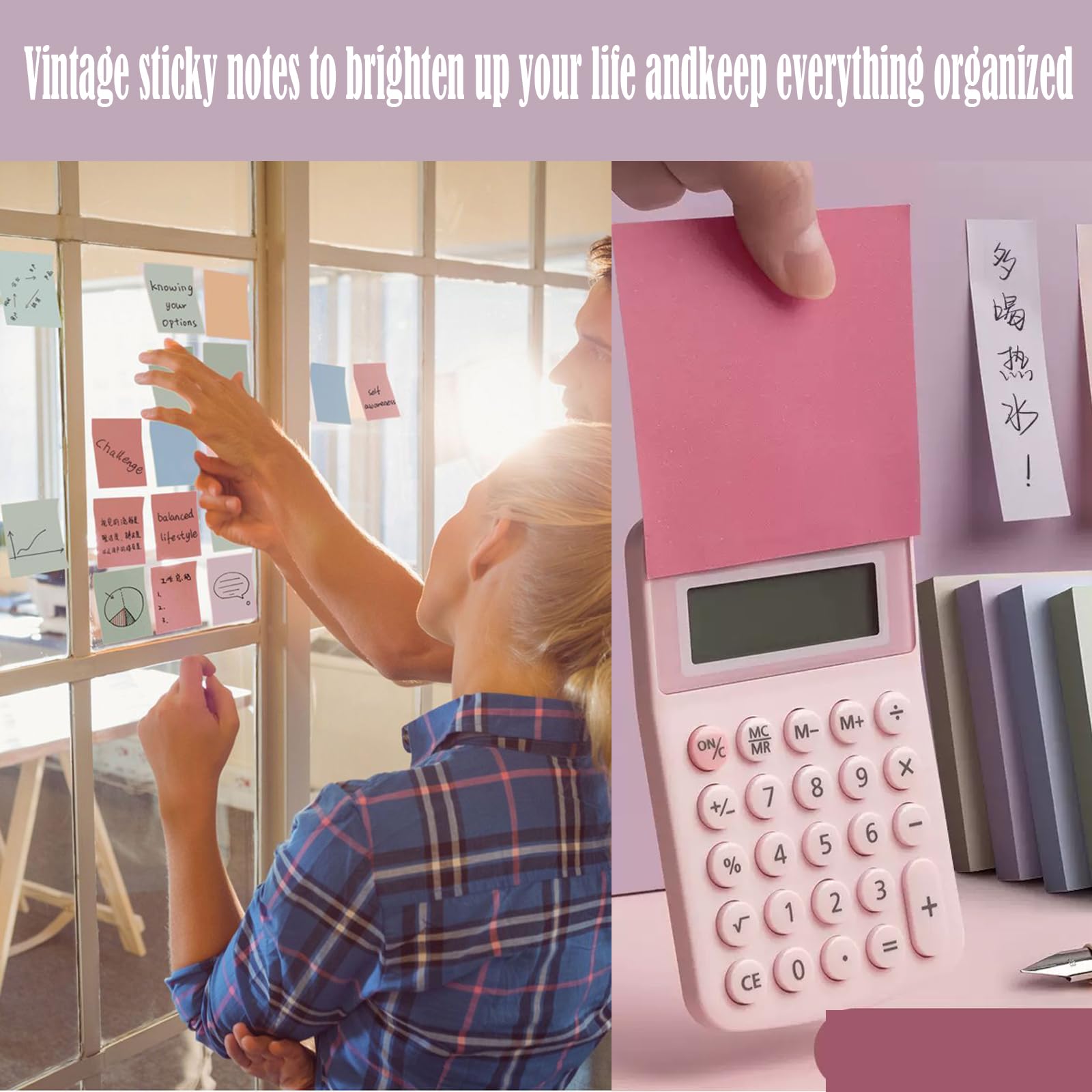 54 Blocs de Notes Autocollantes,76 x 76 mm Sticky Notes,56 Feuilles par Bloc,12 Couleurs Vives, Notes Adhésives Amovibles pour le Bureau, les Études, la Planification et la Maison (54 blocs-76X76MM)