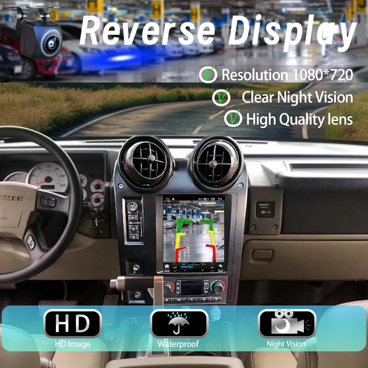 for Hummer H2 2004-2009 Android 14 Radio Tesla Style 9.7-Inch IPS Touch Screen Stereo with Bluetooth 5.0 4G WiFi Carplay/Android Auto GPS Navigation Car Multimedia Player with AHD Rear-View Camera Eight Core 4G RAM + 32G ROM image 5 of 8 B0FDR5X5VB