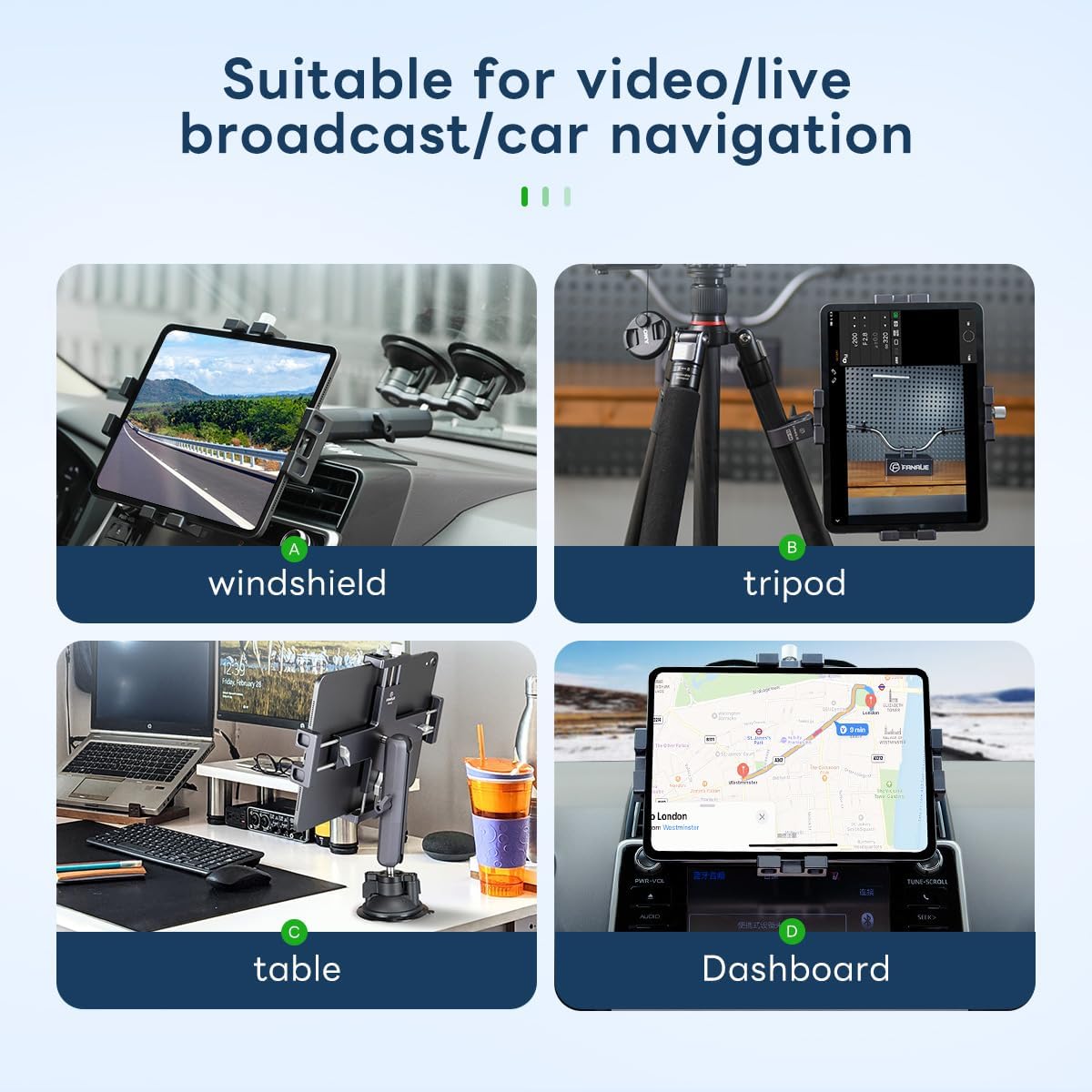 Supporto Per Microfono Con Attacco Per IPad/Tablet – Leggio Regolabile Girevole Con Morsetto Di Sicurezza - 2