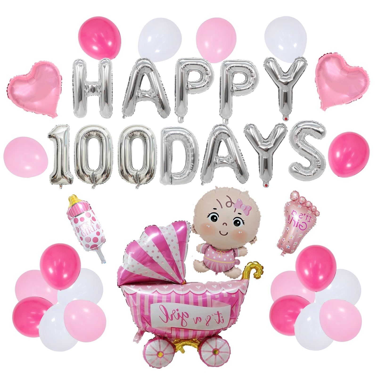 Amazon | 百日祝い バルーン 飾り付け セット 女の子 100日祝い 飾り
