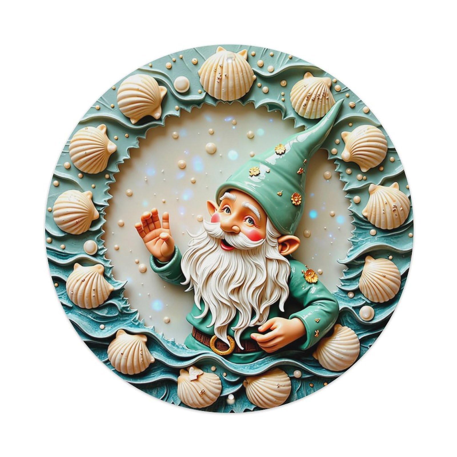 Gnome Shell Wave Pattern Art Retro Metal Sign Round Tin Sign, Vintage Decor Art Poster for Bar, Home, Man Cave, Kitchen, Laundry Room Gift 8x8Inch