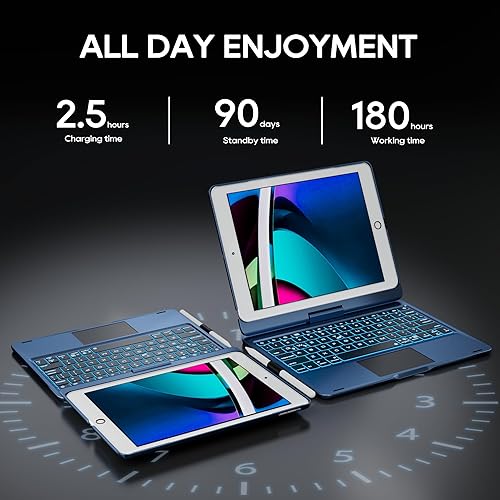 Miniatura 77 de Funda giratoria con teclado para Apple iPad mini 7ª generación 2024 (A17 Pro)/iPad mini 6ª generación (8.3 pulgadas) 2021; teclado compacto