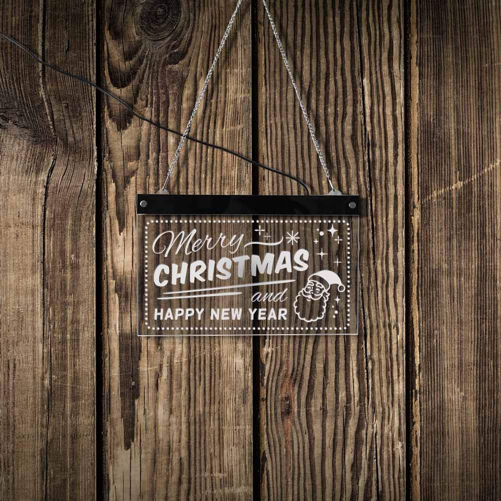30cm * 19cm Navidad Feliz Navidad y próspero año nuevo Iluminación nocturna multicolor Arte de la pared Decoración para fiestas en la casa Lámpara Electrónica LED Letreros de neón Letreros luminosos
