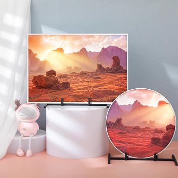 Yaocom 4 Pcs Black Metal Display Stands Sleek Easel Holder for Stained Ceramic Tiles Art Collectibles, Elegant Picture Frame Stand for Home Decor, Office, Gallery Trade Show Exhibits