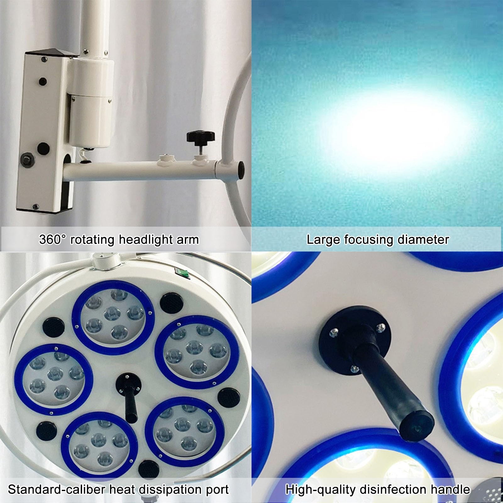 Lampada per Visita Medica a 5 Fori, Lampada per Visita Chirurgica a LED da 30W, Lampada per Visita Ginecologica, Mobile Esame Lampada, Lampada per Luce Orale Dentale