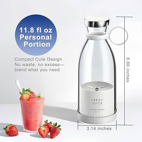 Miniatura 2 de Mini licuadora personal portátil para batidos 11.8 fl oz pequeño exprimidor taza para batidos de proteínas con carga inalámbrica - ideal para
