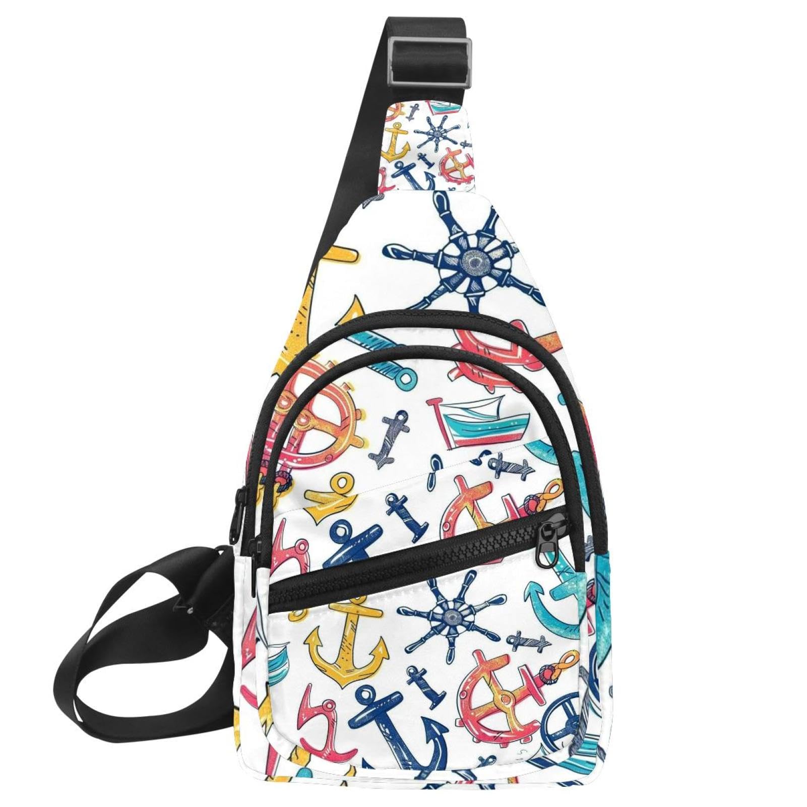 Mochila cruzada para correr con correa ajustable y diseño Doodle unisex 7