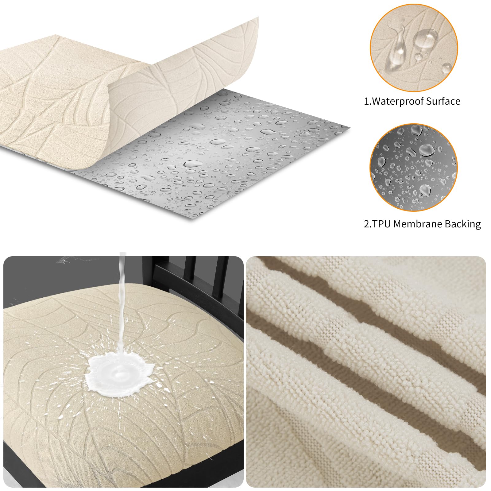Fuloon Coprisedie, Impermeabile Fodere per Sedie Coprisedia Elasticizzato,6 Pezzi Moderno Coprisedia Elastico,Universale Lavabile Fodera Sedia Coprisedie
