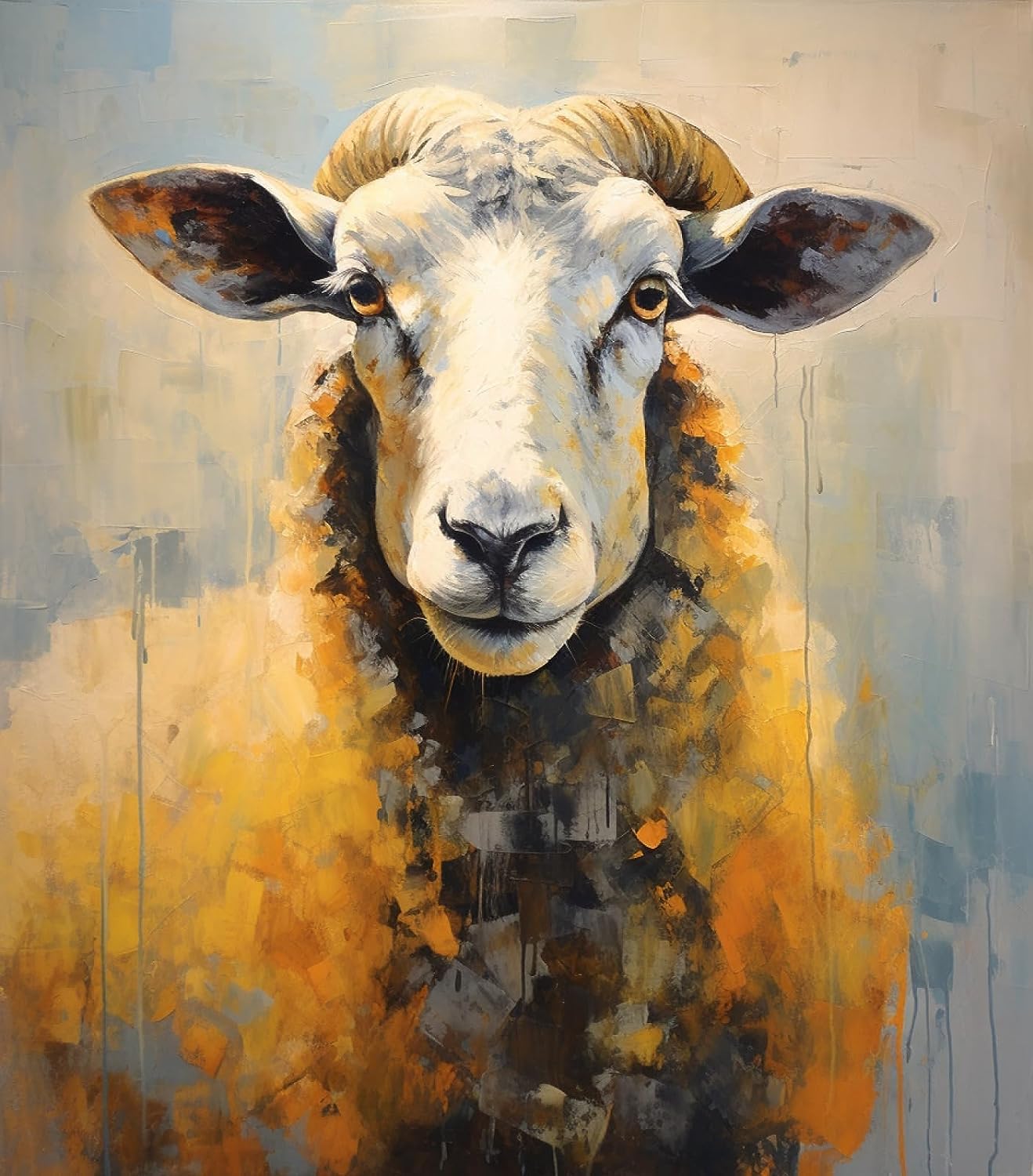 ZMHZMY Dipingi Con I Numeri, Capra Bianca In Fattoria, Pittura Ad Olio Fai Da Te Su Tela 40x50 Cm, Kit Completo Per Adulti E Bambini - 3